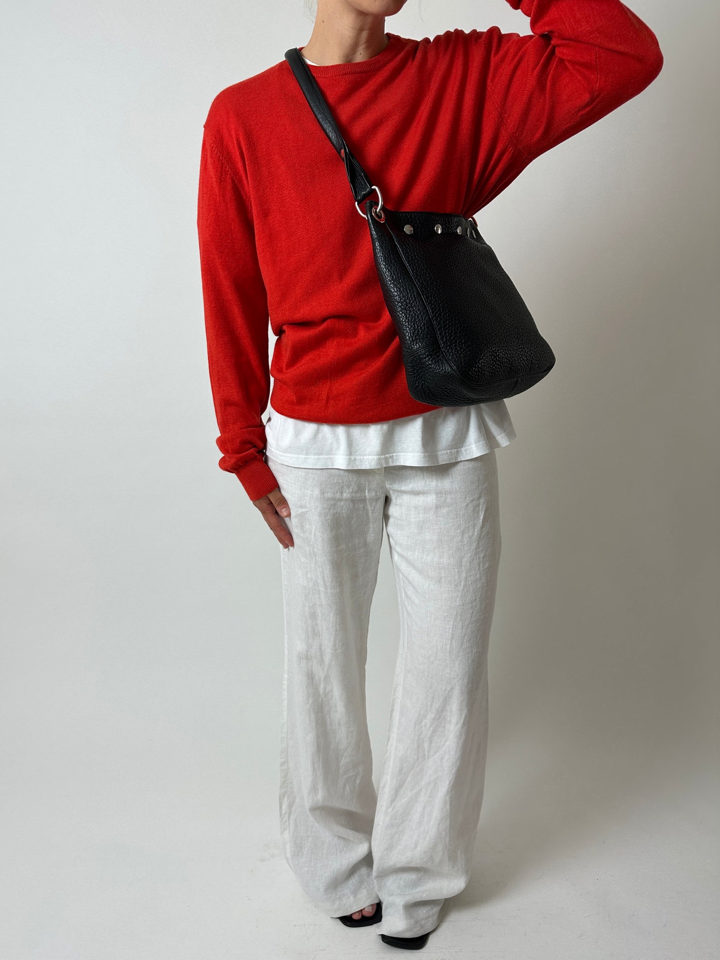 Wool-cotton blend sweater | Red
