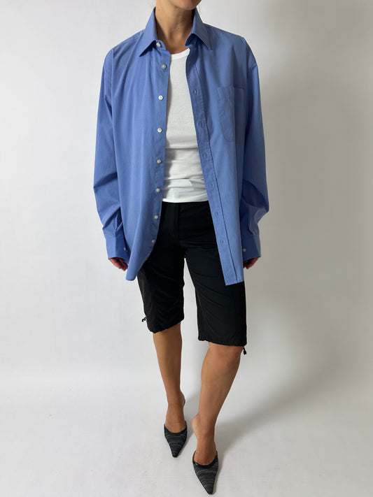 Oversized cotton shirt | Mid blue