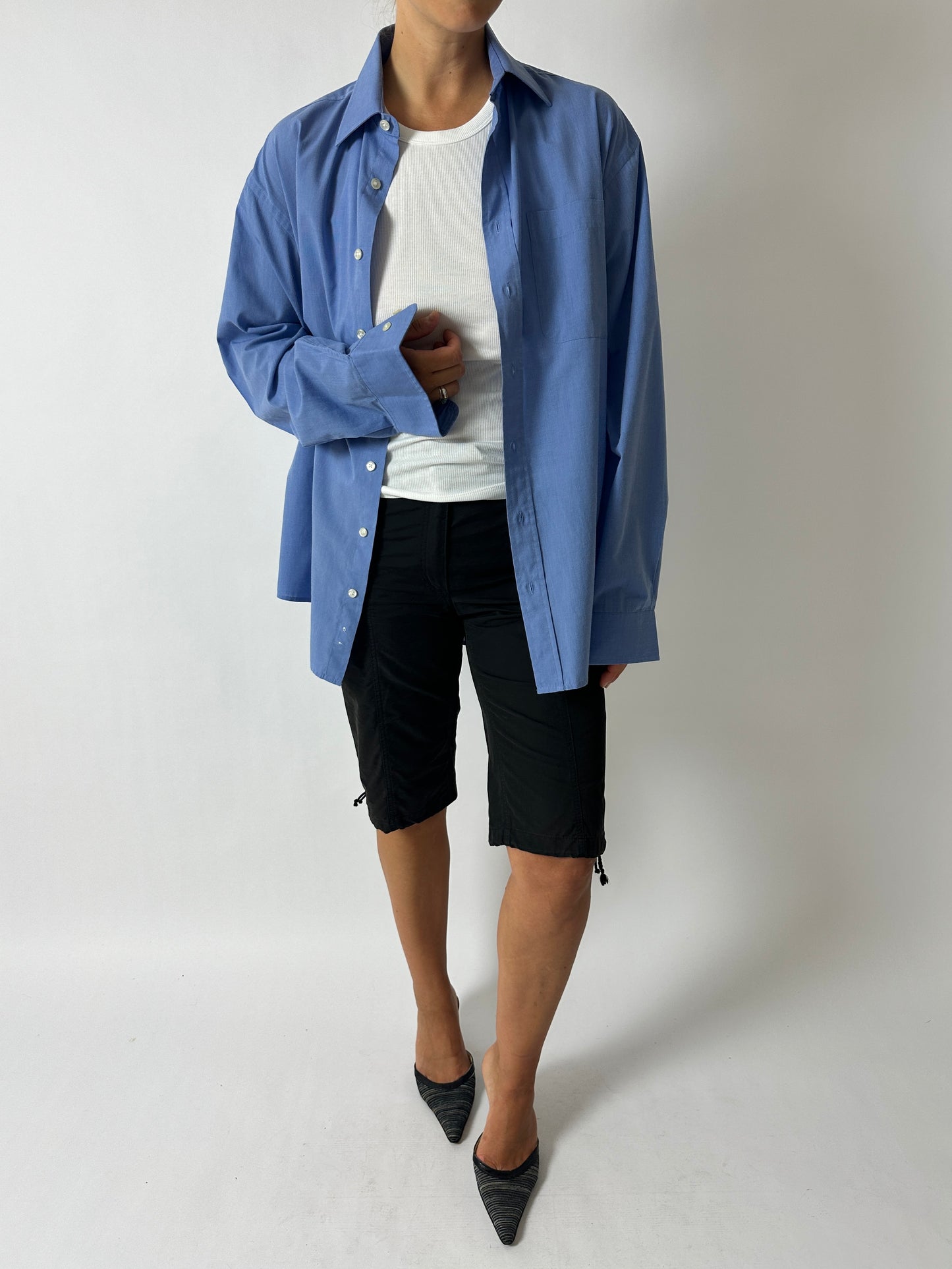 Oversized cotton shirt | Mid blue