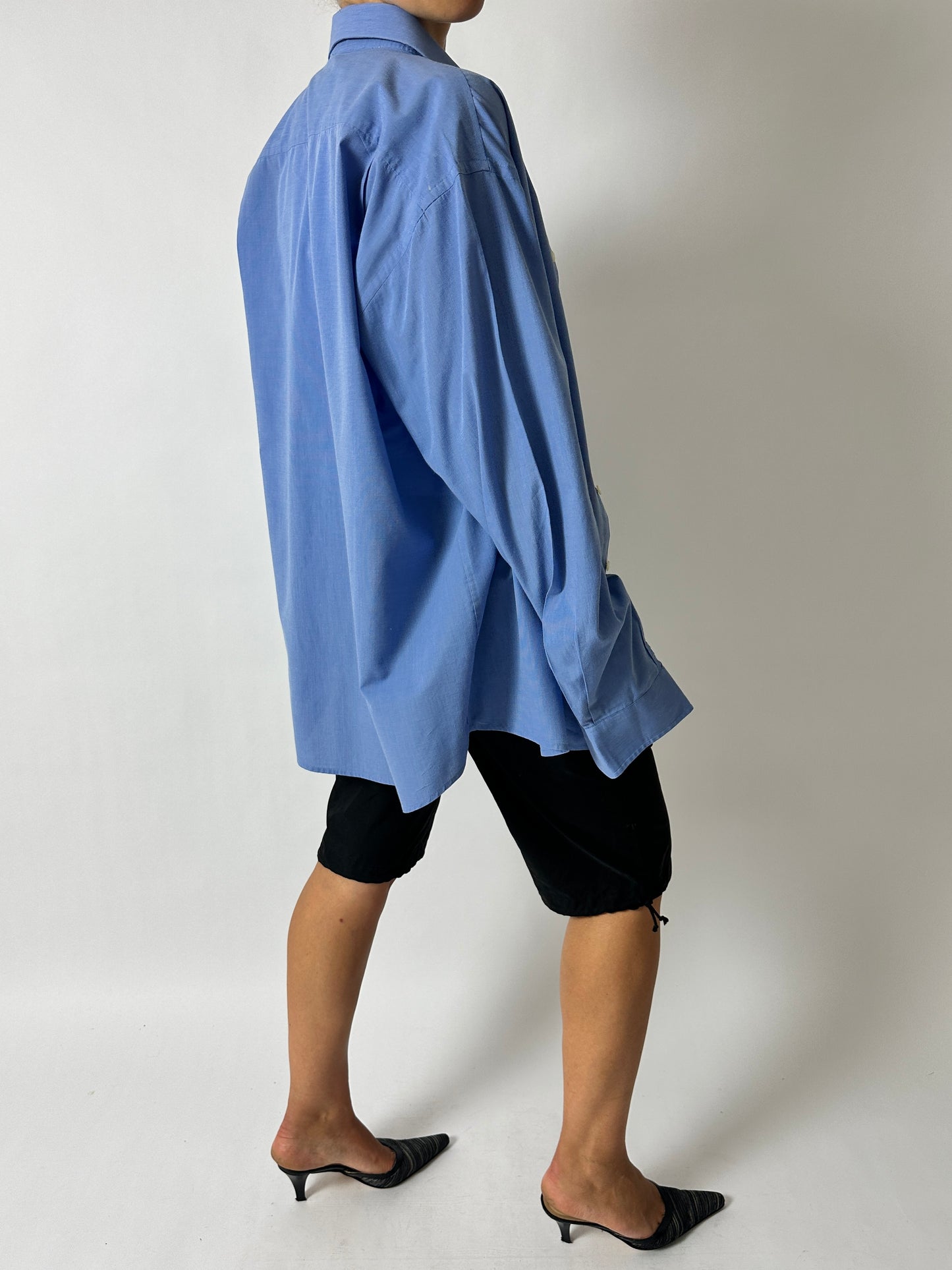 Oversized cotton shirt | Mid blue