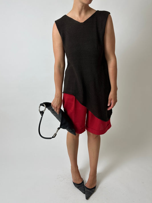 Asymmetric knitted top | Dark brown