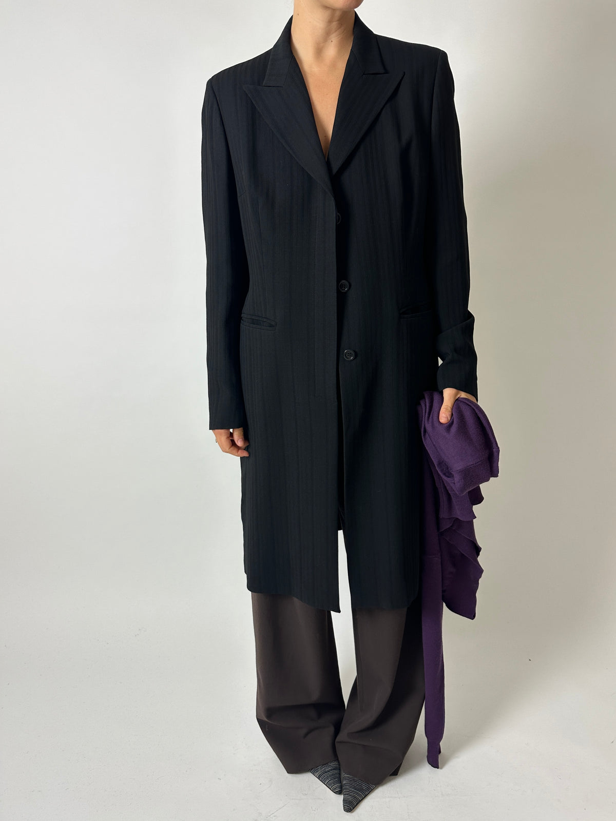 Long slim blazer | Black