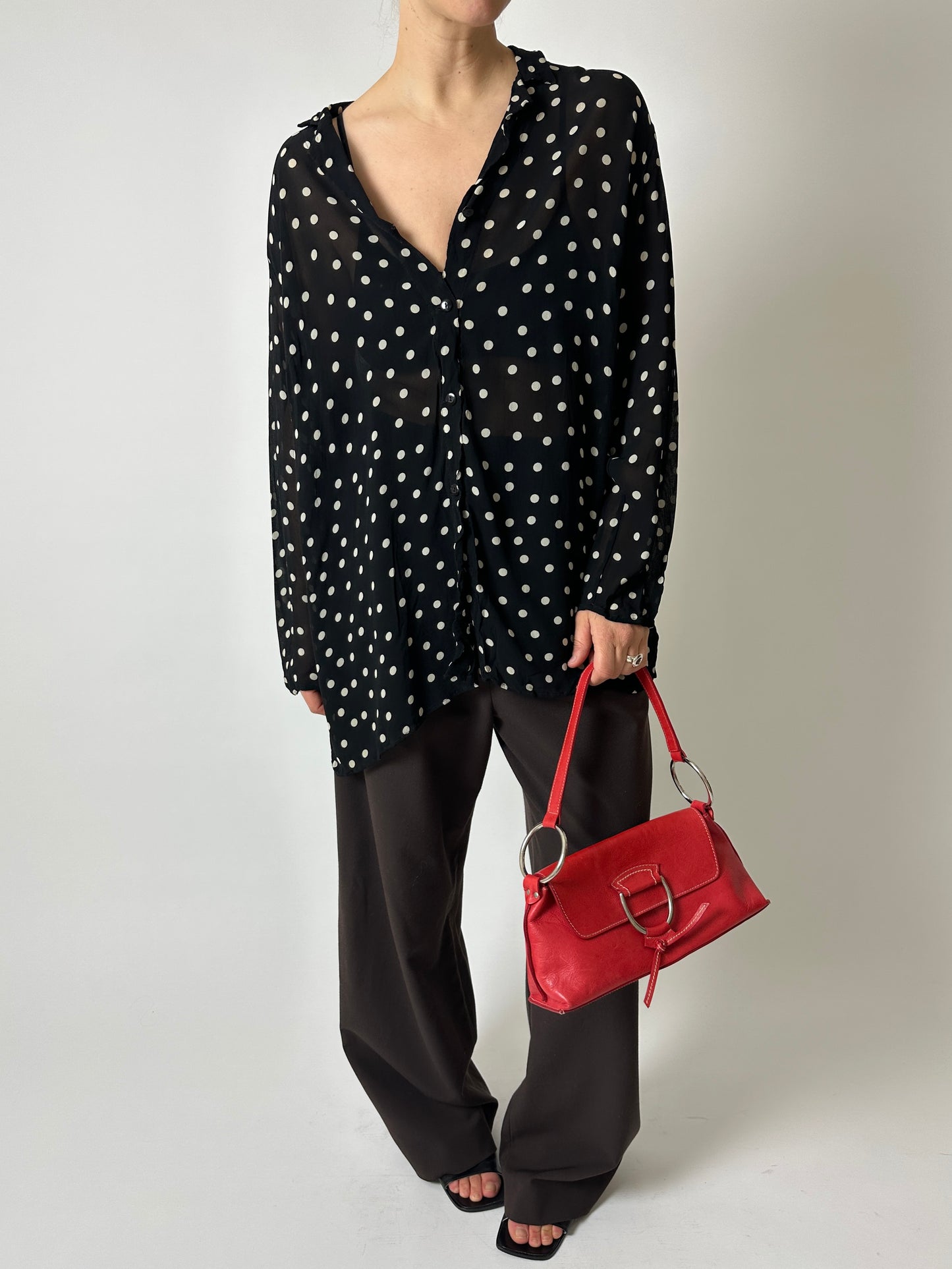 Polka dot blouse | Black / White
