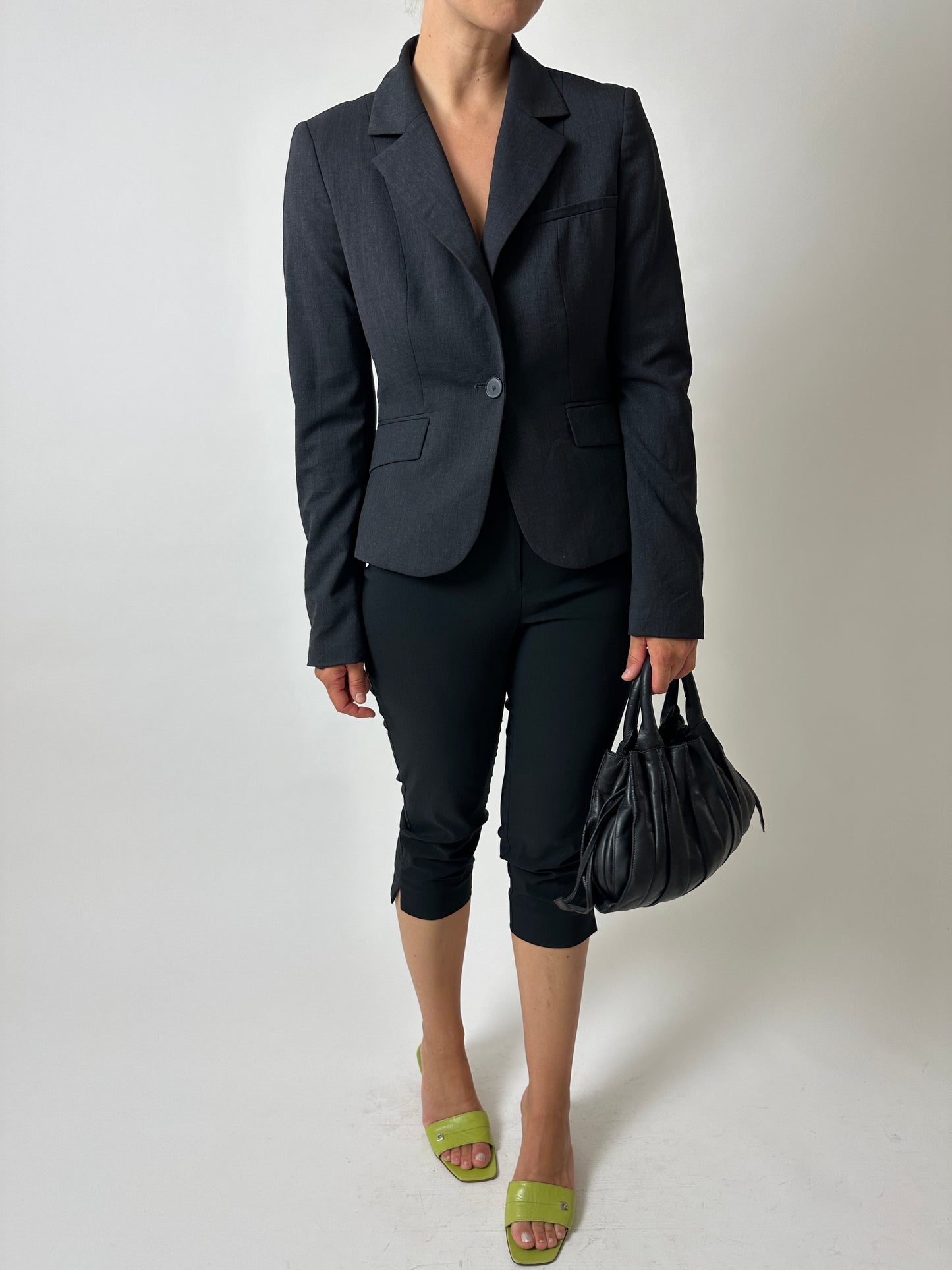 Fitted wool blend blazer | Anthracite