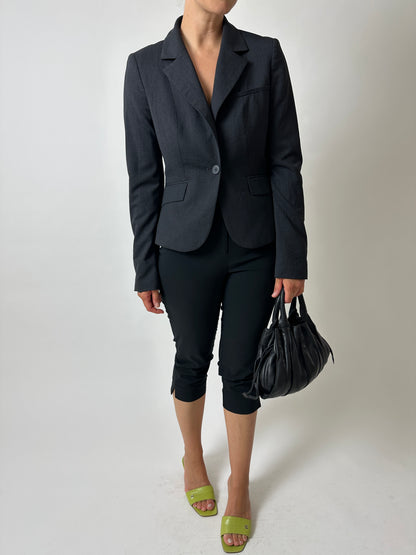 Fitted wool blend blazer | Anthracite