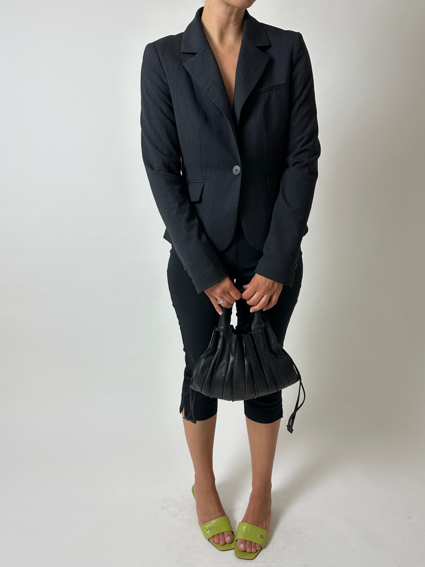 Fitted wool blend blazer | Anthracite