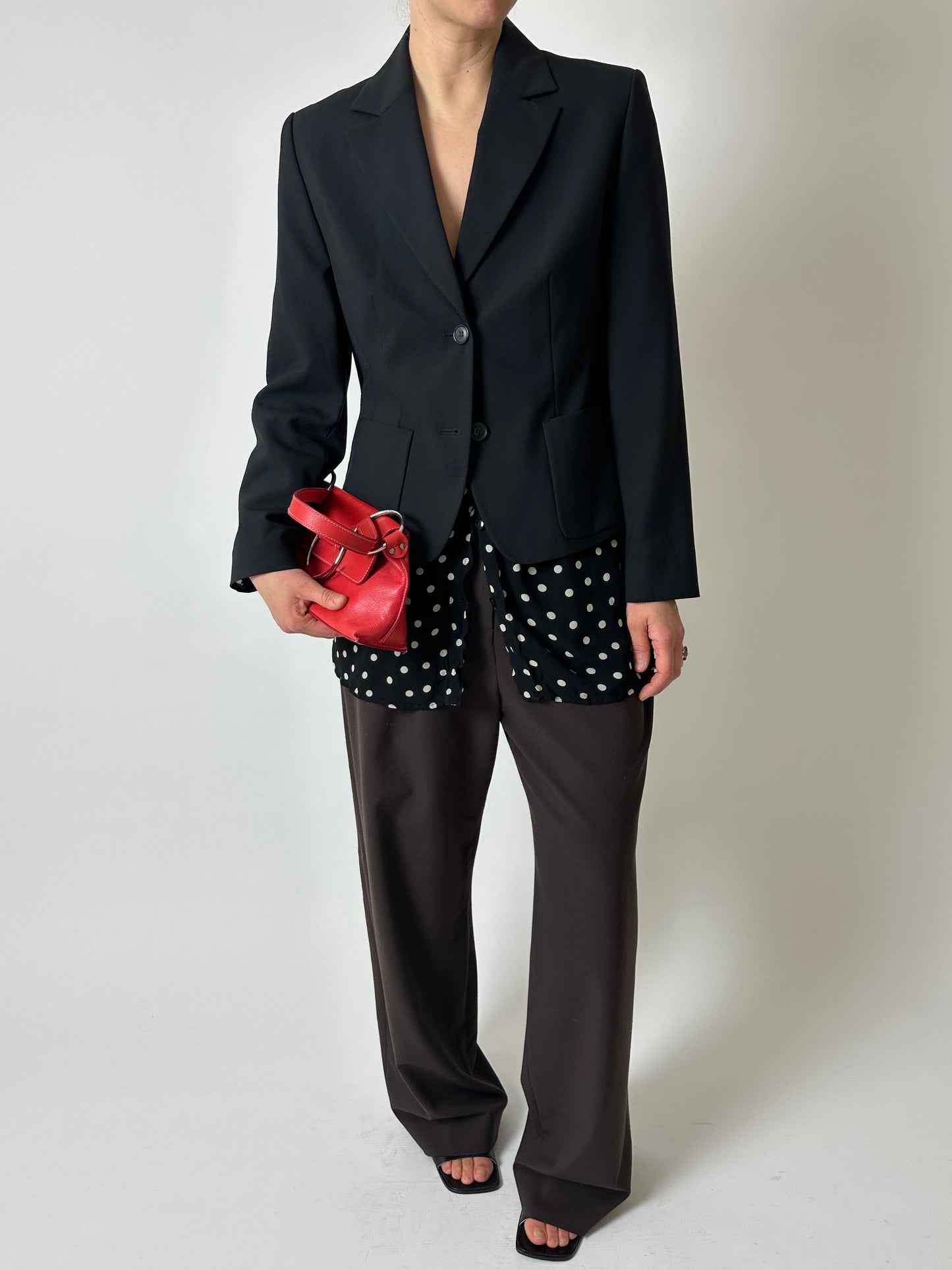 Fitted wool blend blazer | Black