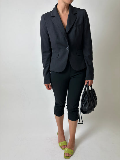 Fitted wool blend blazer | Anthracite