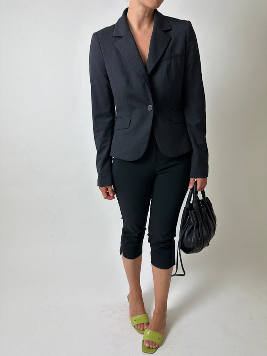 Fitted wool blend blazer | Anthracite