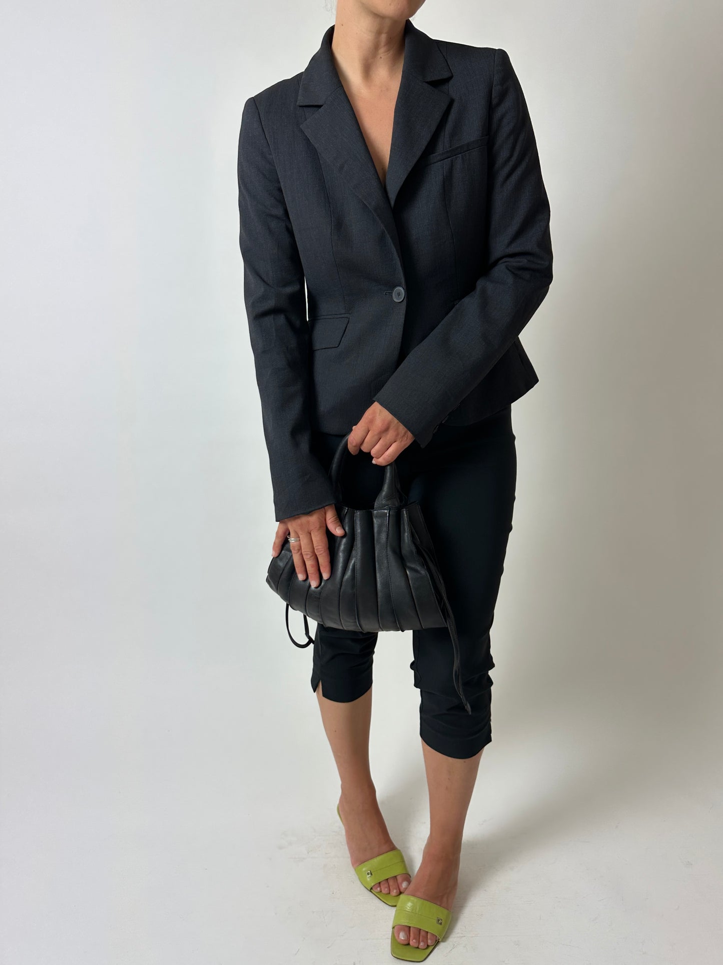 Fitted wool blend blazer | Anthracite
