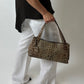 Croc embossed leather bag | Brown