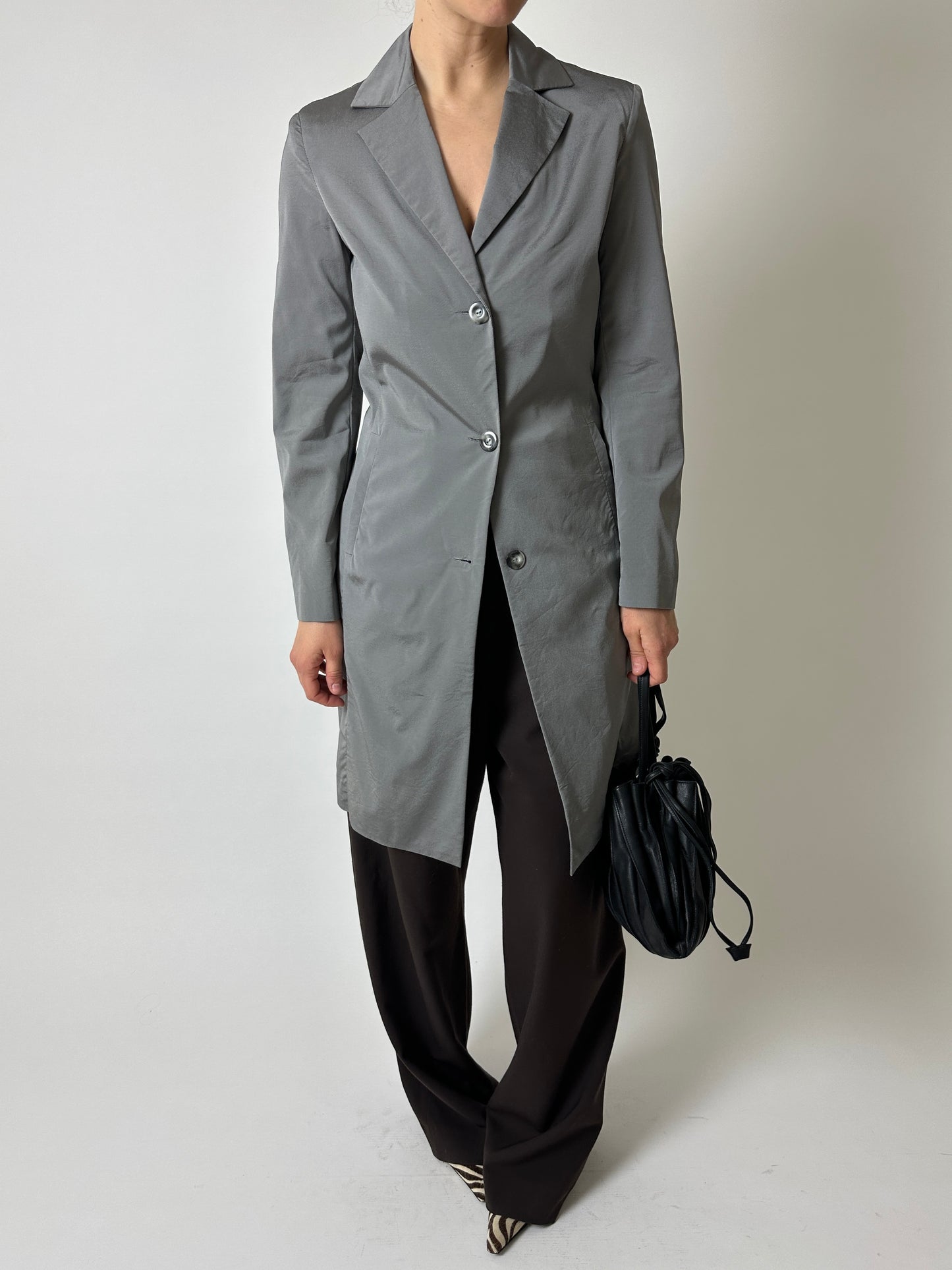 Slim long blazer | Silver grey