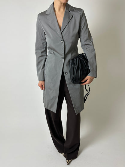 Slim long blazer | Silver grey