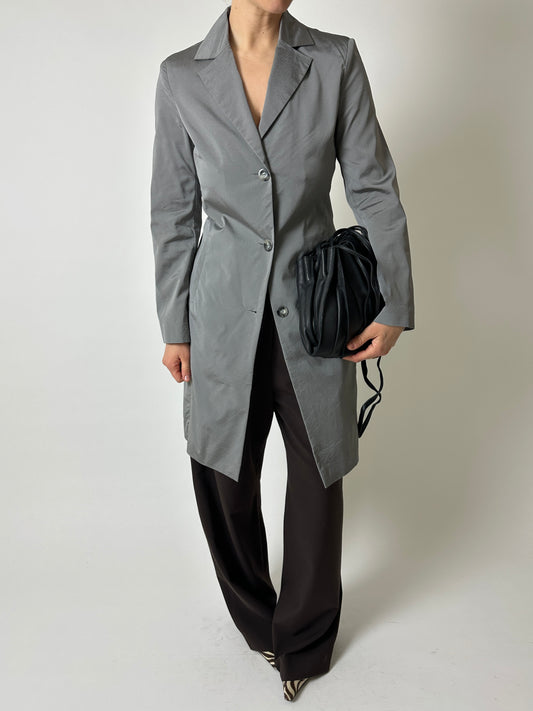 Slim long blazer | Silver grey