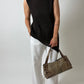 Croc embossed leather bag | Brown