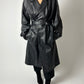 Leather trench coat | Night Blue