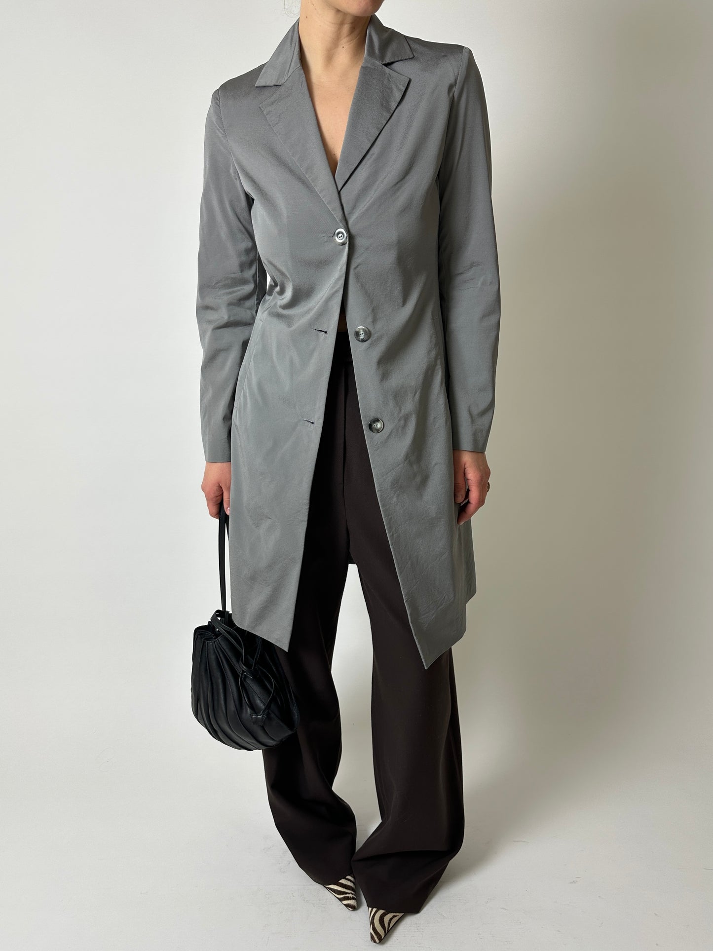 Slim long blazer | Silver grey