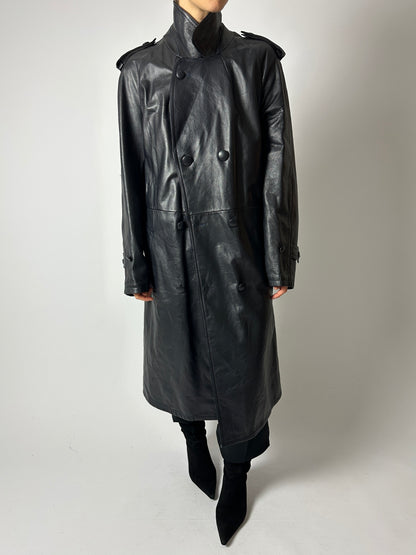 Leather trench coat | Night Blue