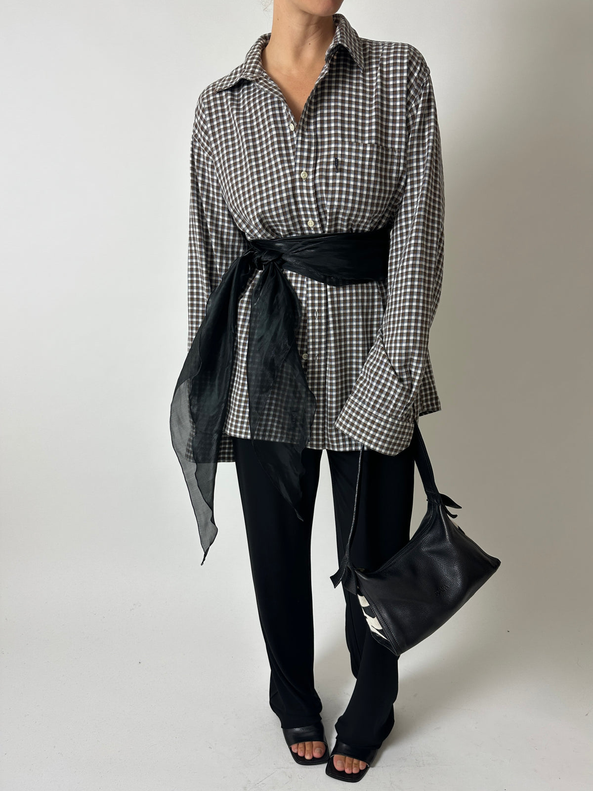 Flanel checked shirt | Brown - Off white