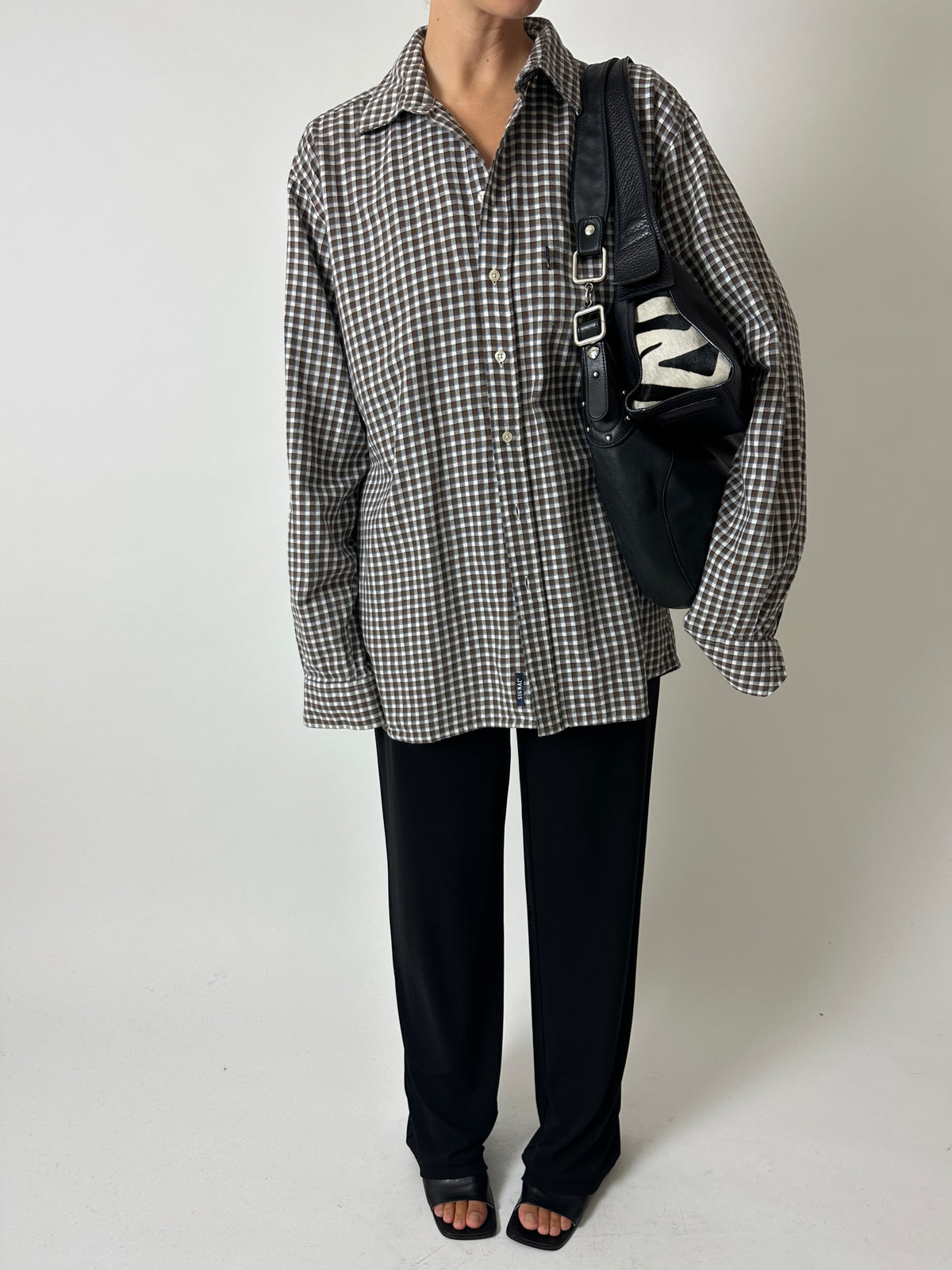 Flanel checked shirt | Brown - Off white