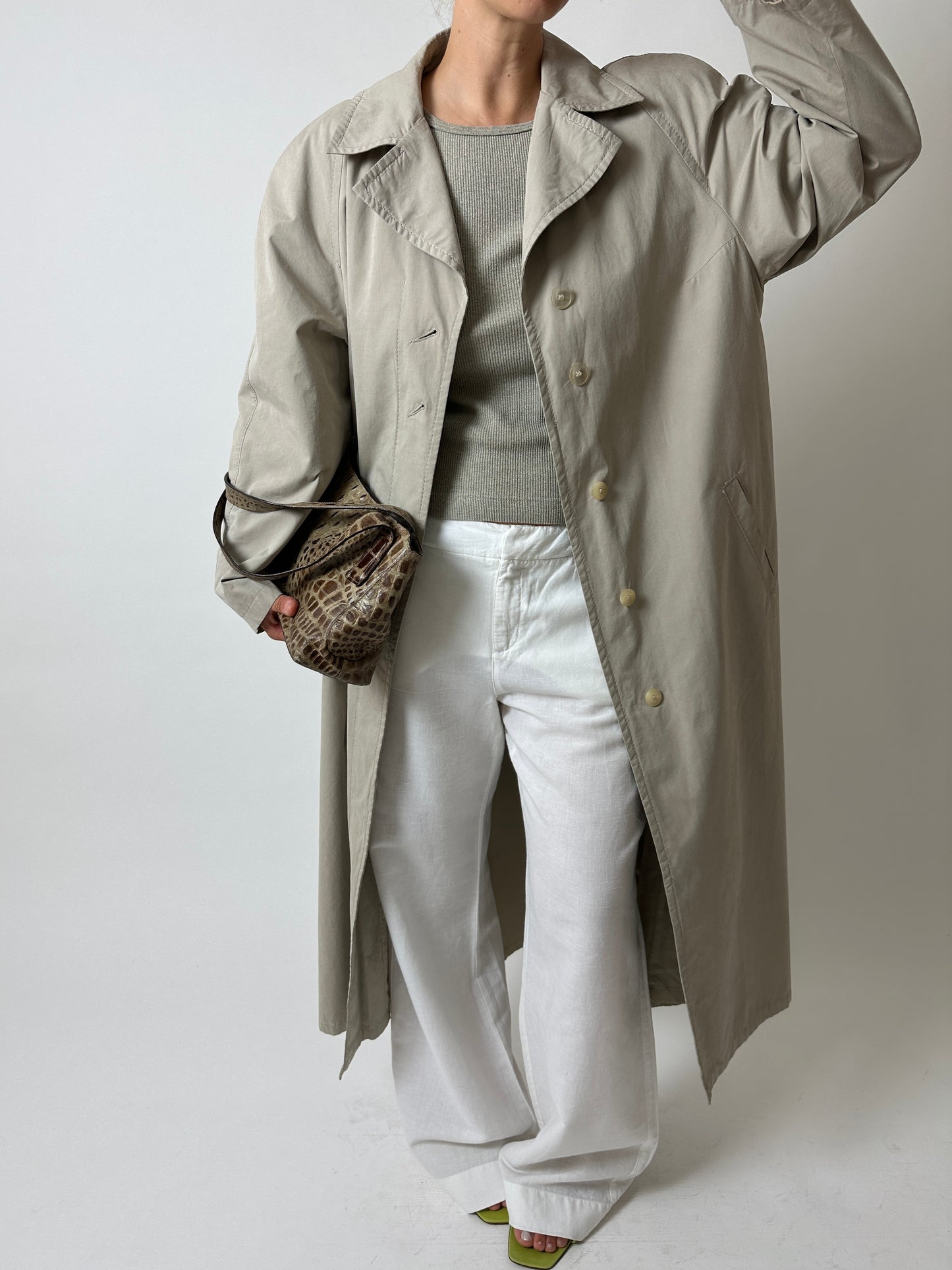 Long Mac coat | Stone grey