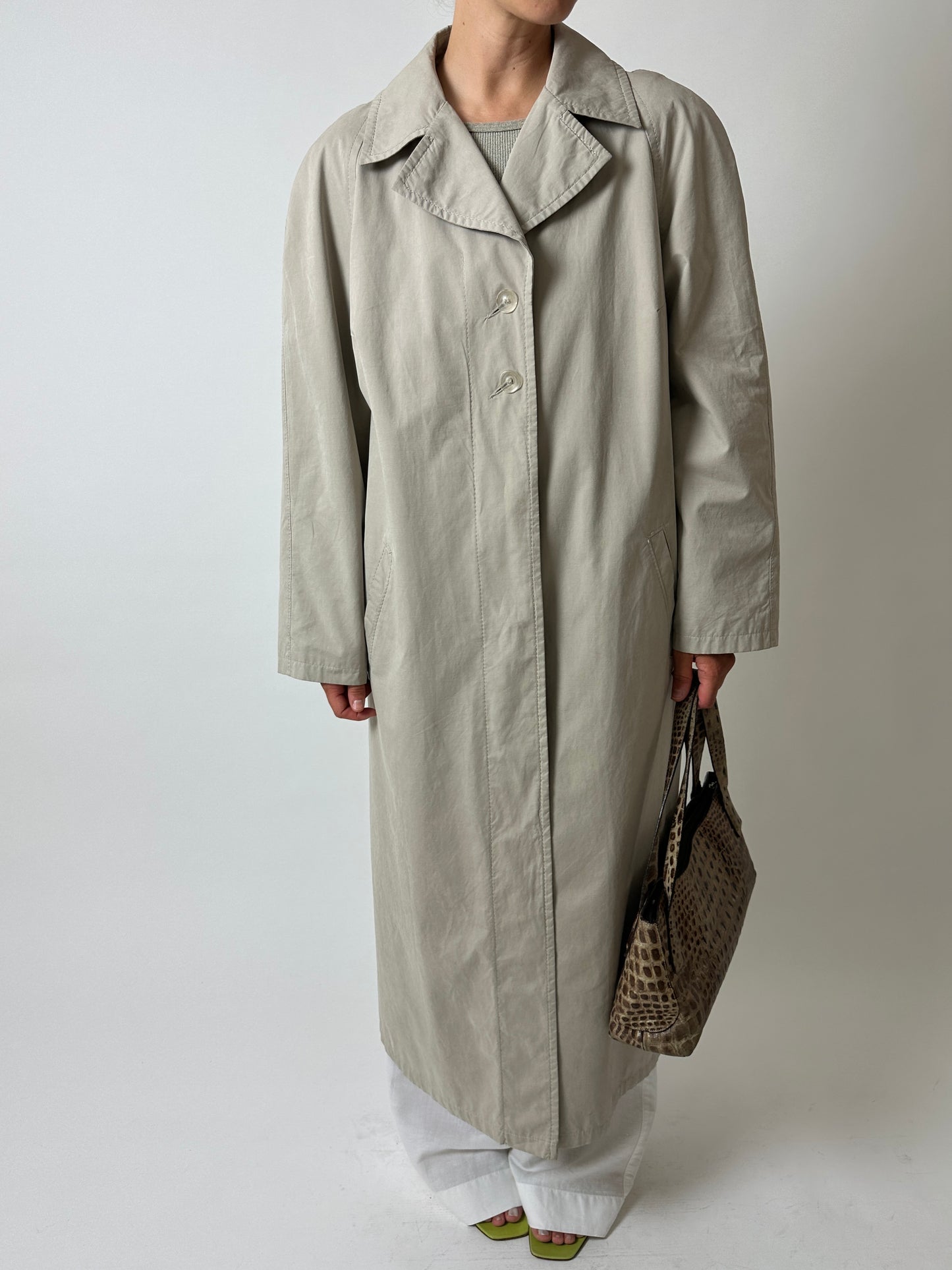 Long Mac coat | Stone grey