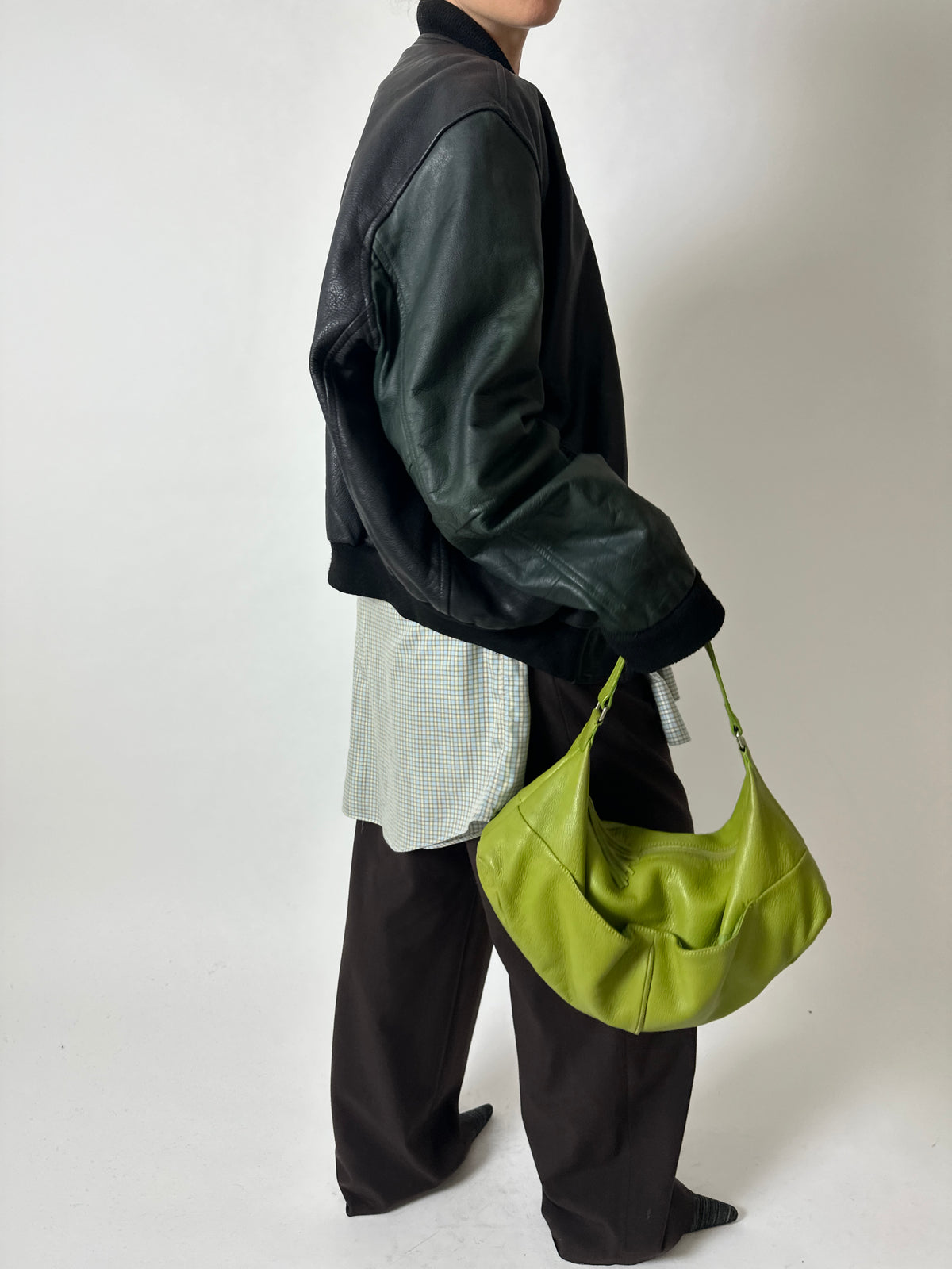 Leather shoulder bag | Apple green