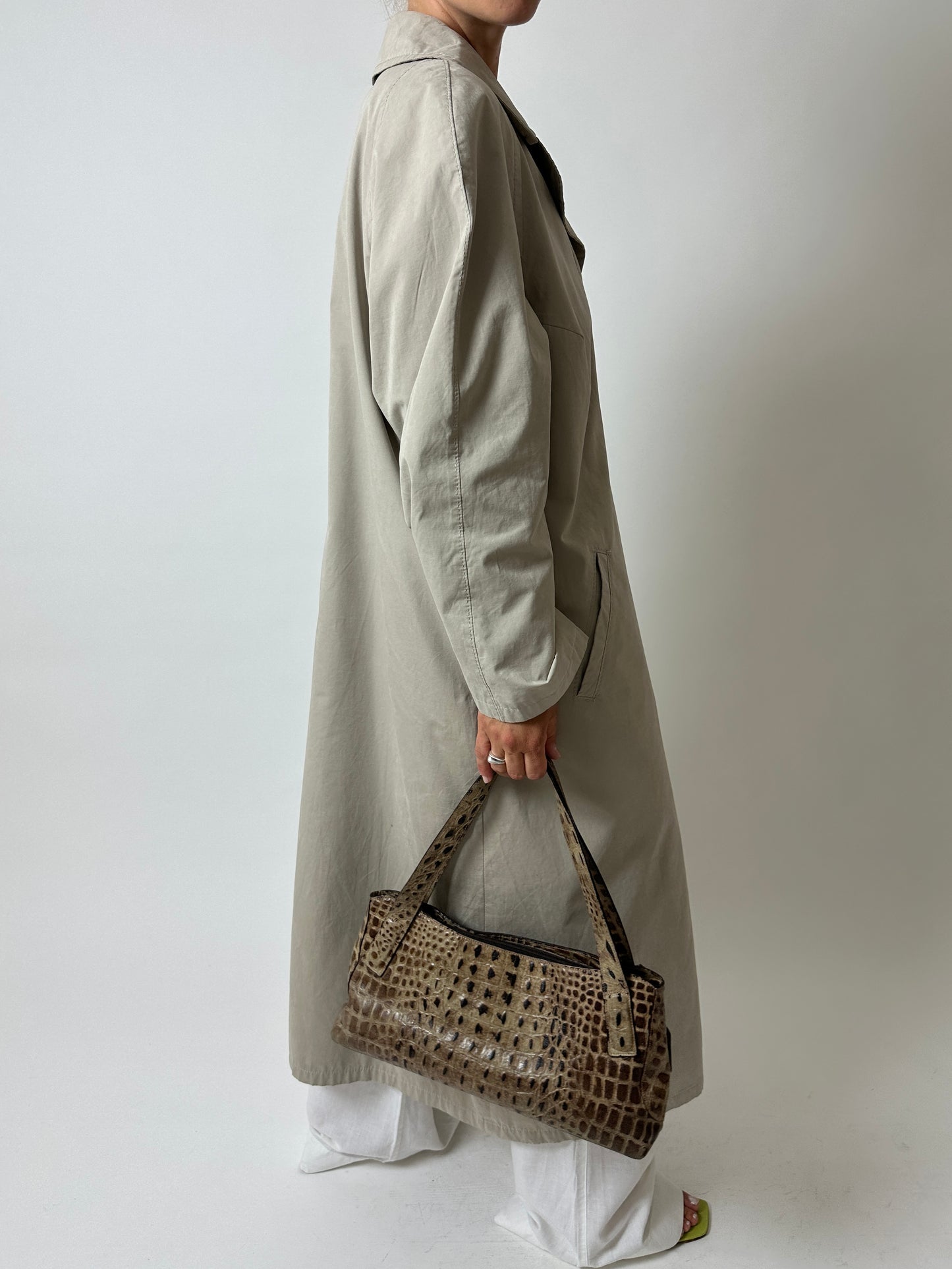 Long Mac coat | Stone grey
