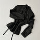 Leather fitted jacket | Black