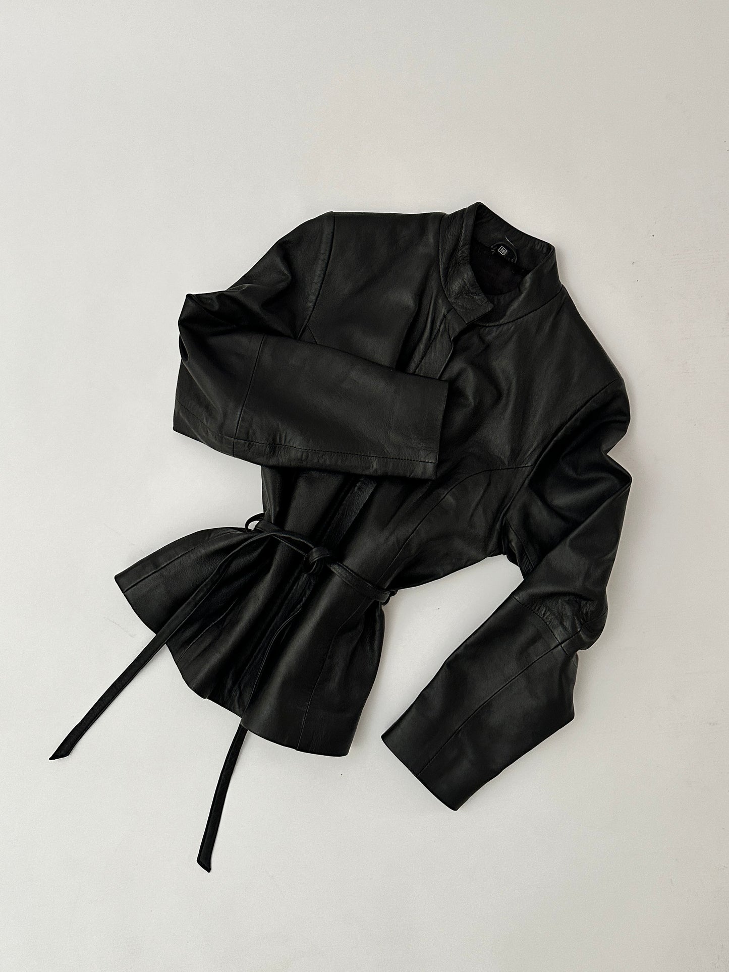 Leather fitted jacket | Black