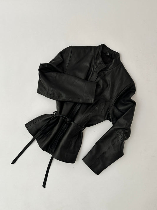 Leather fitted jacket | Black