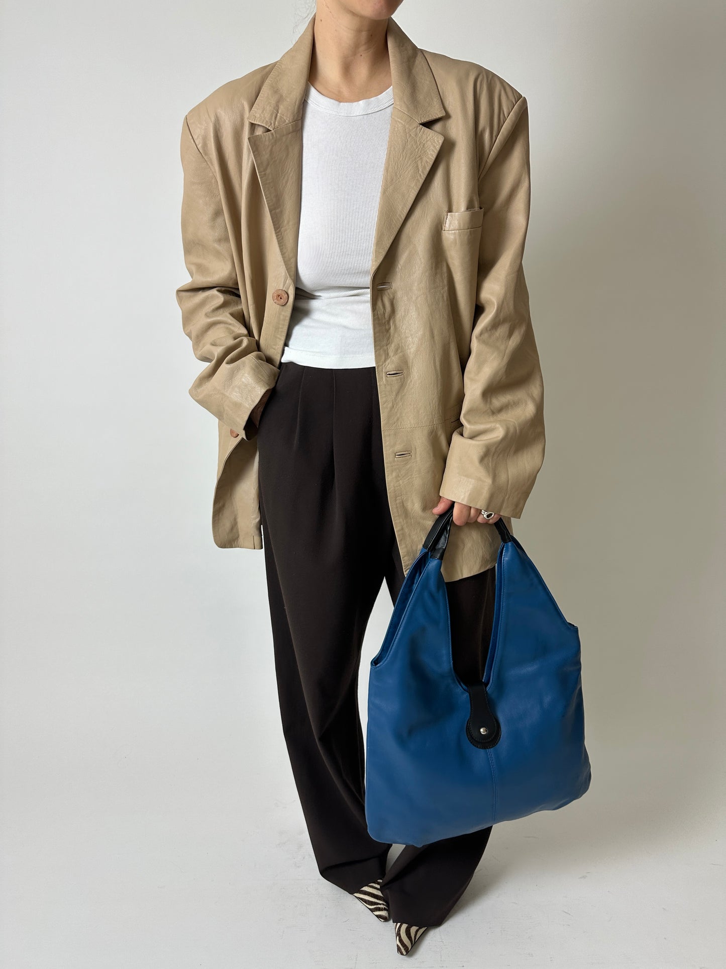 Leather shoulder bag | Blue / Black