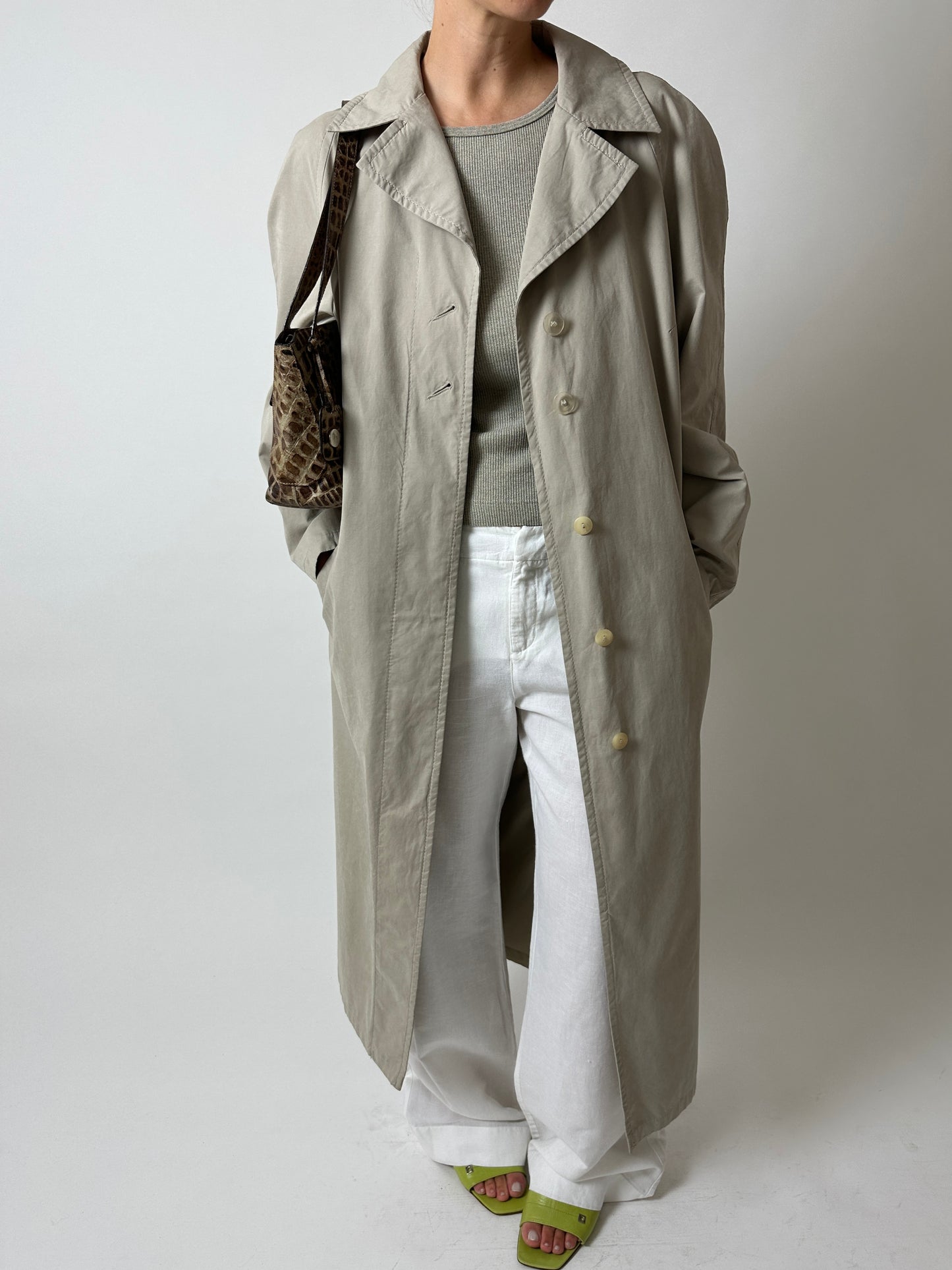 Long Mac coat | Stone grey