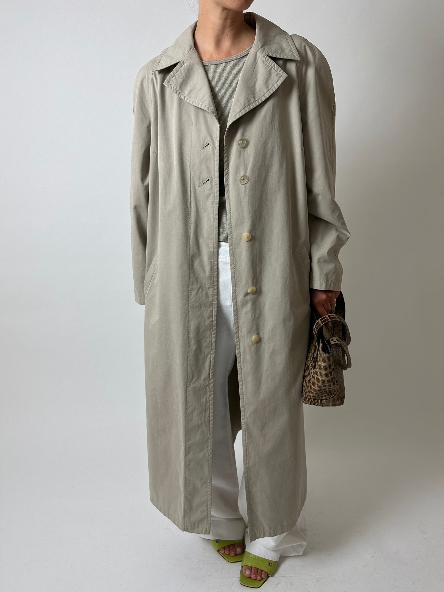 Long Mac coat | Stone grey