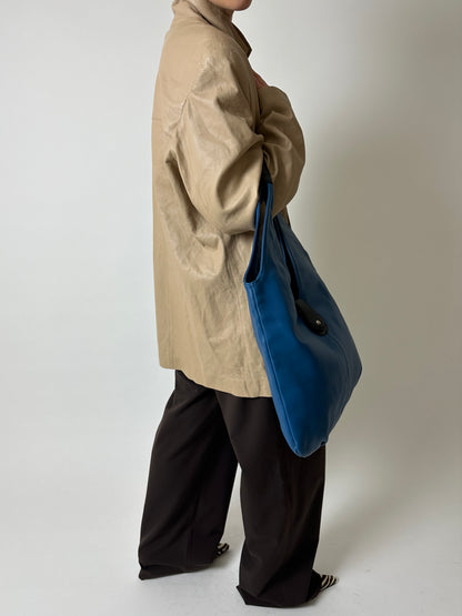 Leather blazer jacket | Soft Beige