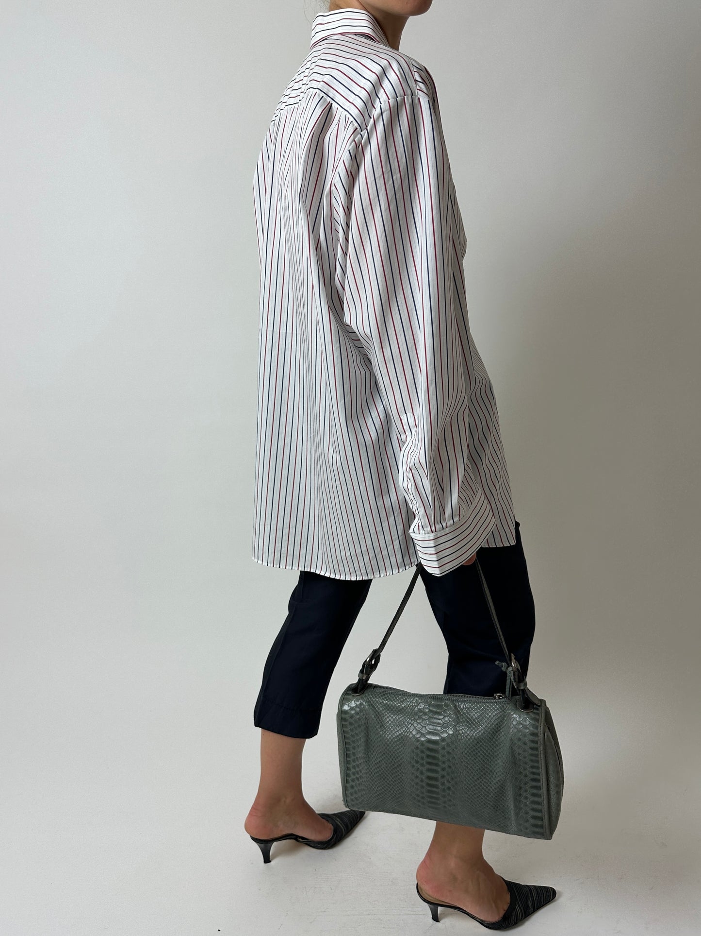 Oversized striped shirt | White / Red / Blue