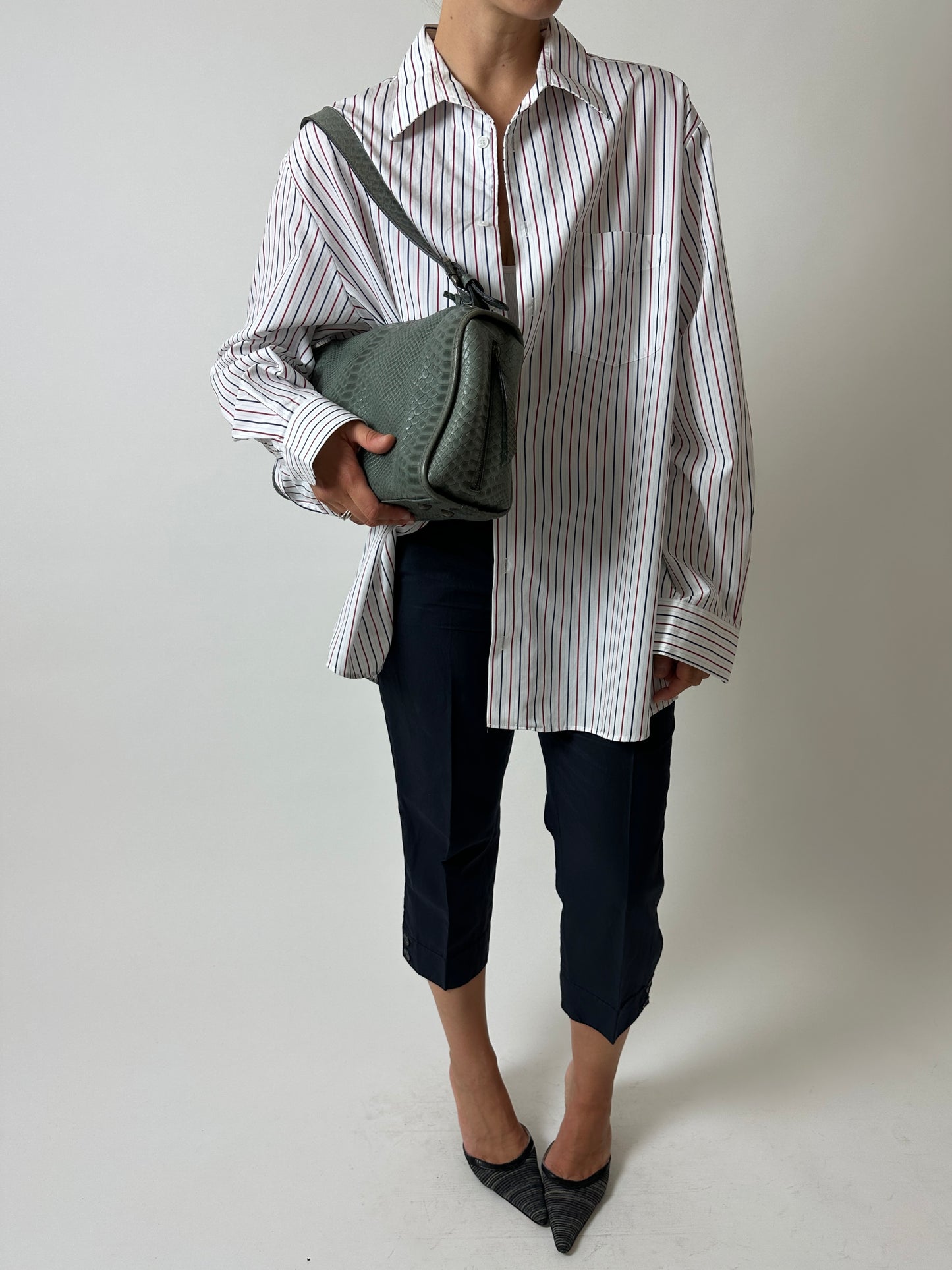 Oversized striped shirt | White / Red / Blue