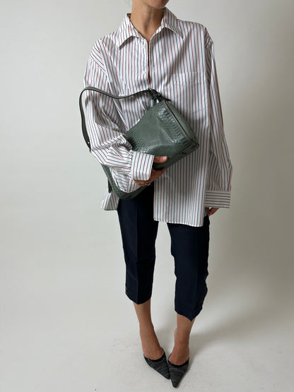 Snake embossed leather bag | Slade grey
