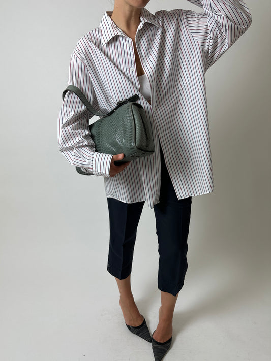Oversized striped shirt | White / Red / Blue