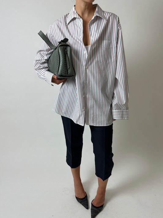 Oversized striped shirt | White / Red / Blue