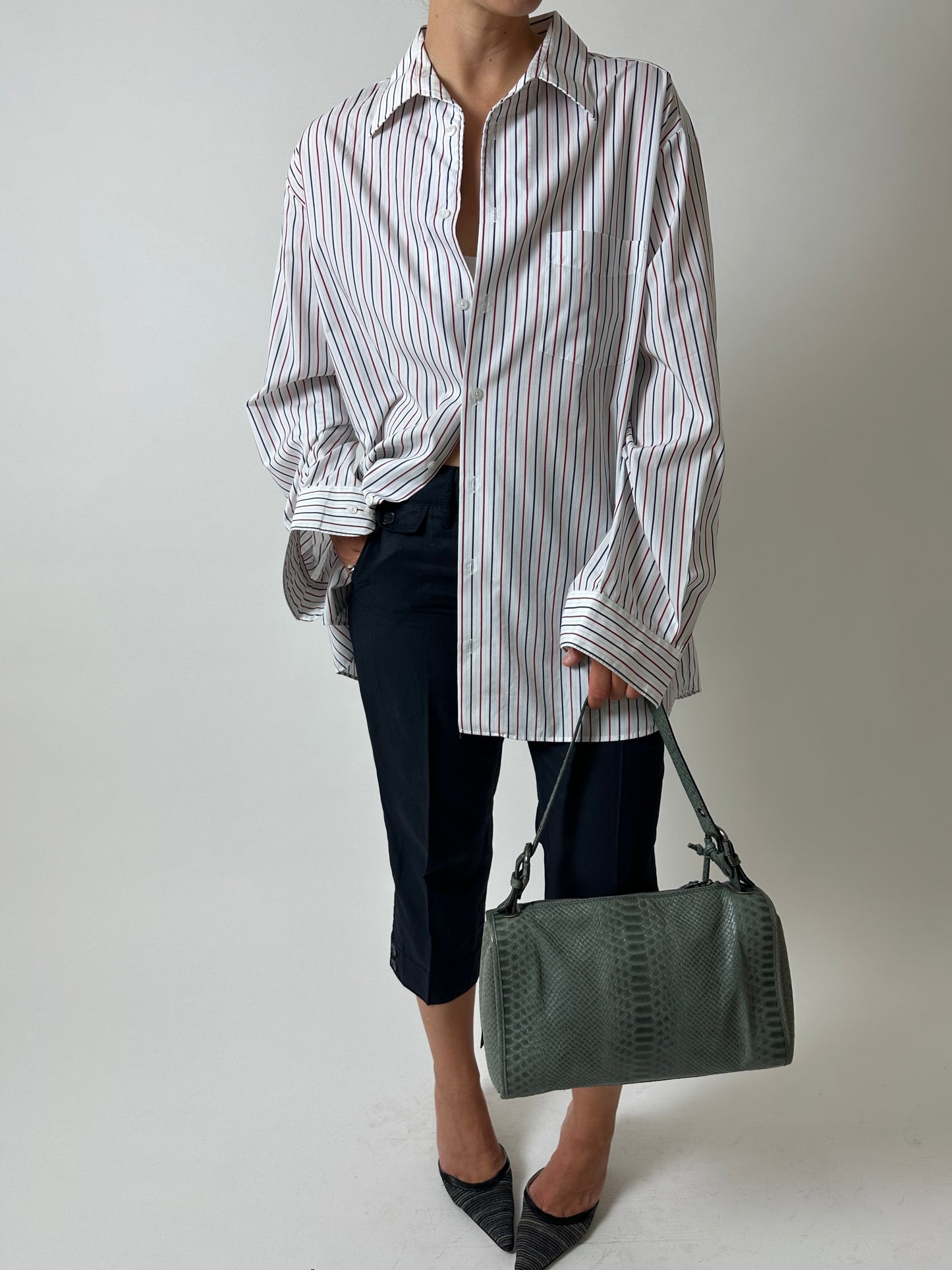 Oversized striped shirt | White / Red / Blue