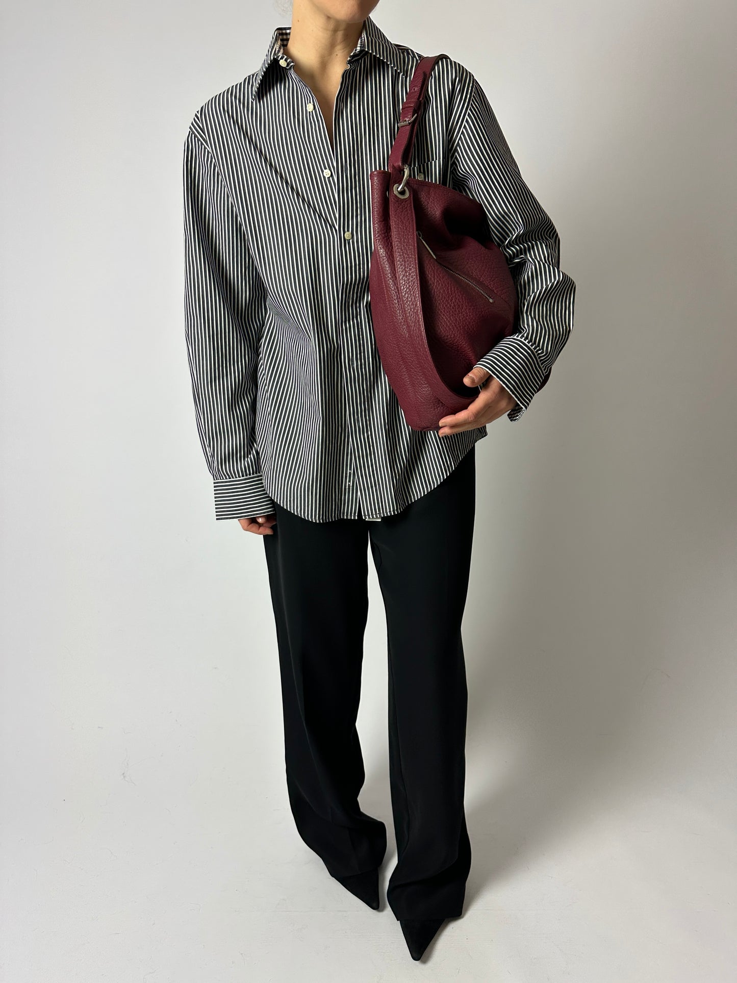 Leather shoulder bag | Burgundy