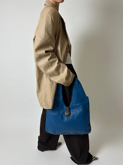 Leather shoulder bag | Blue / Black