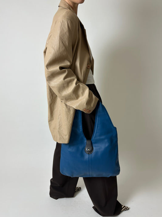 Leather shoulder bag | Blue / Black