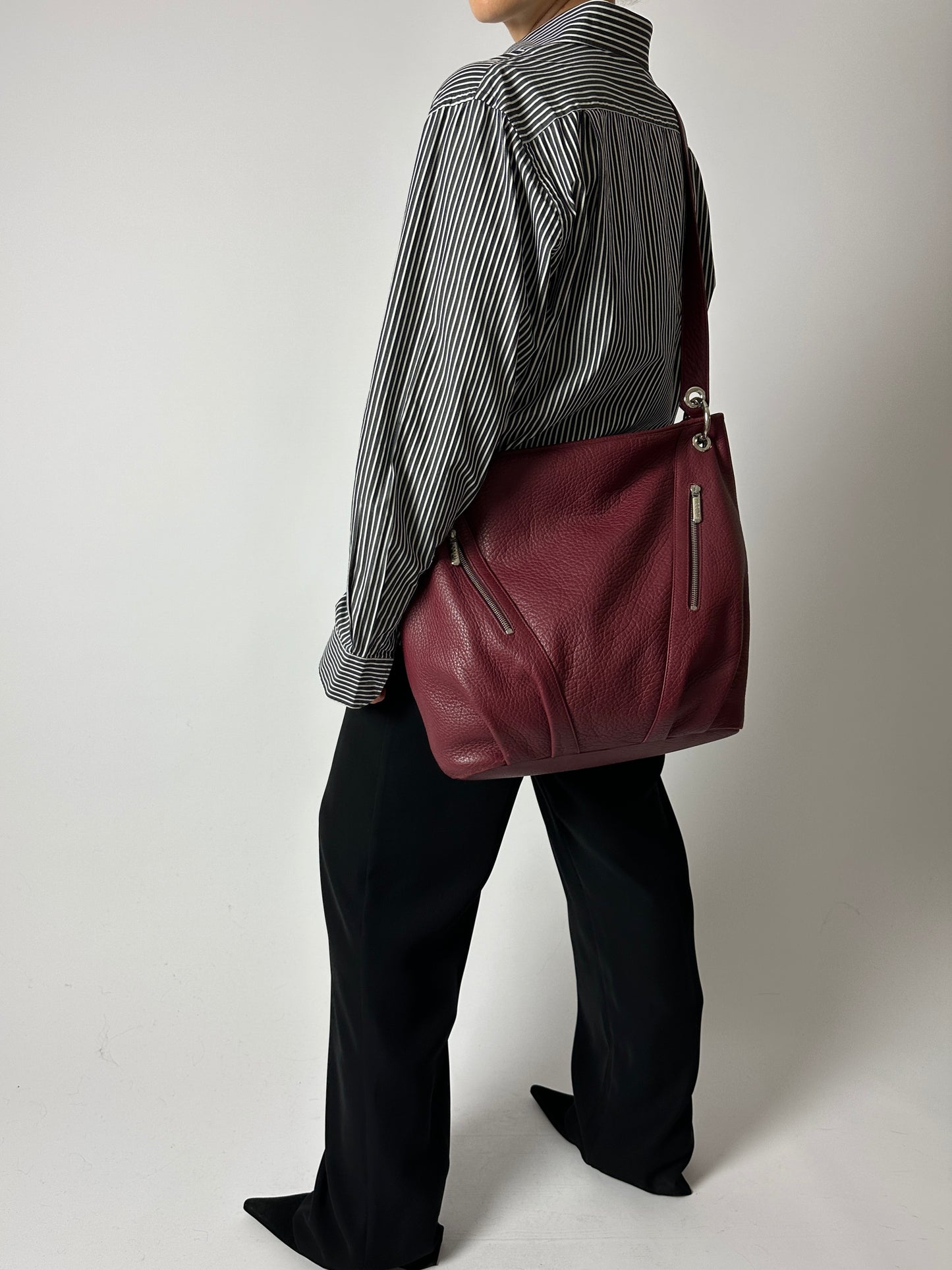 Leather shoulder bag | Burgundy