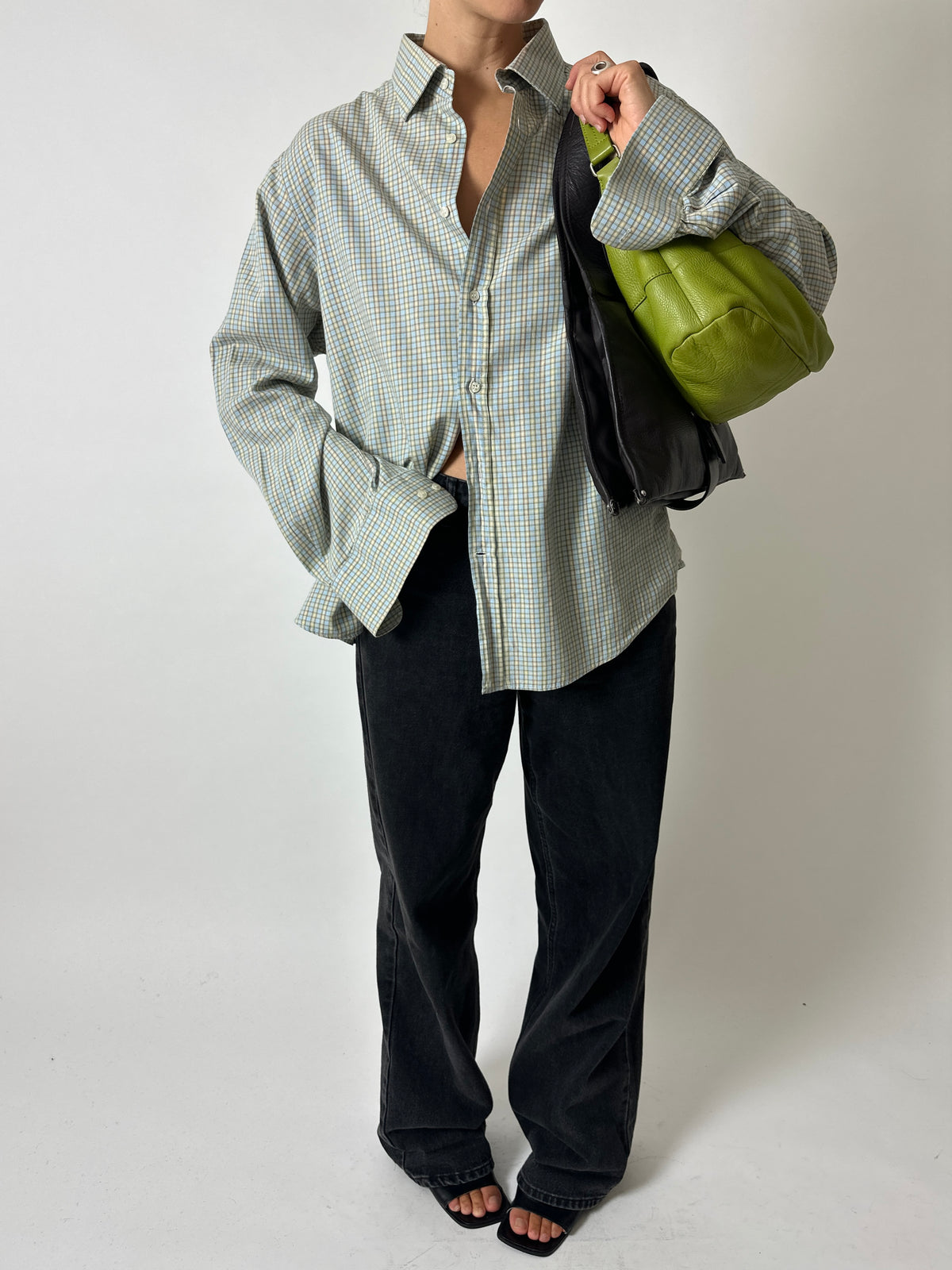Checked cotton shirt | Butter / Blue