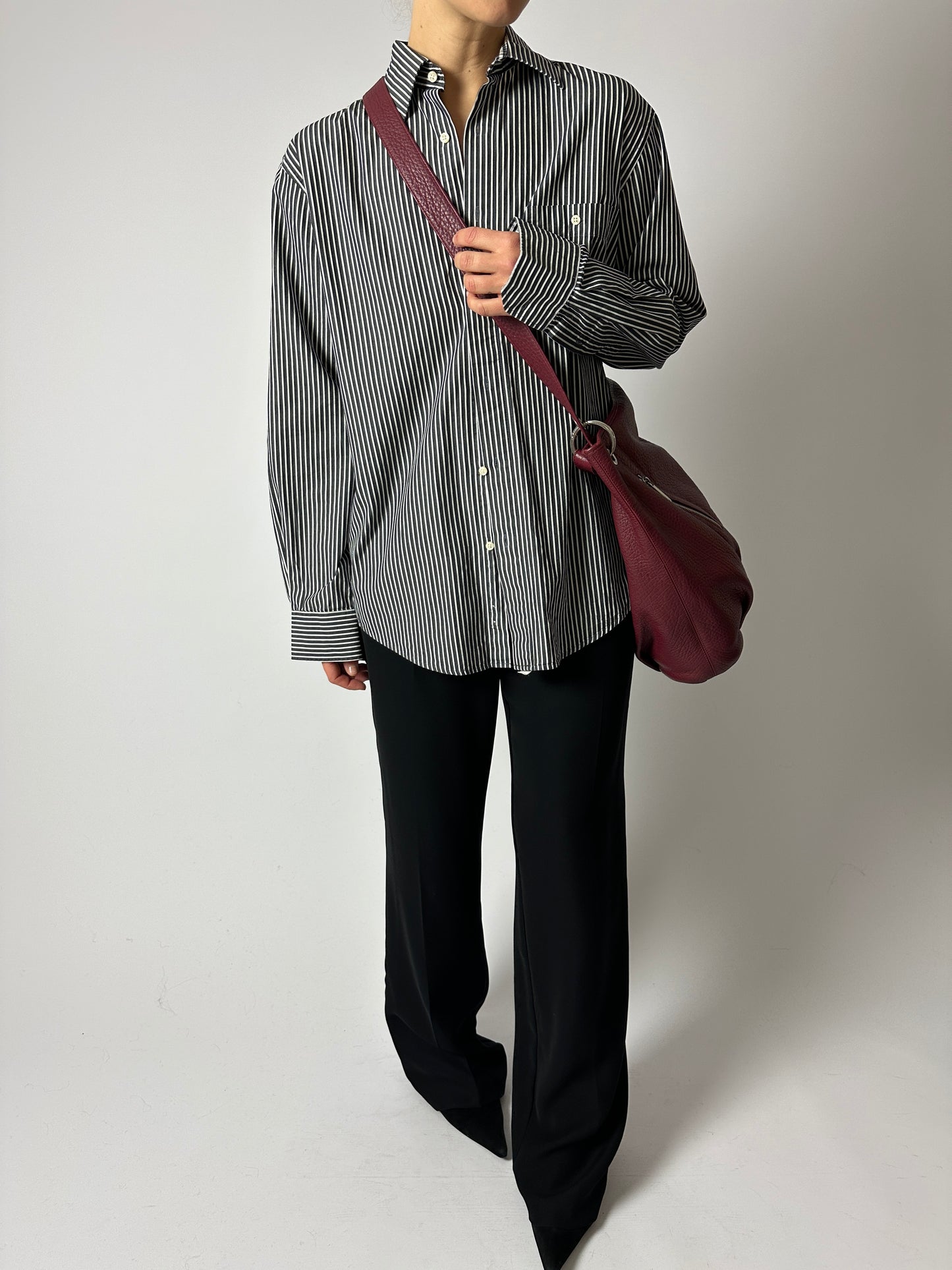 Leather shoulder bag | Burgundy