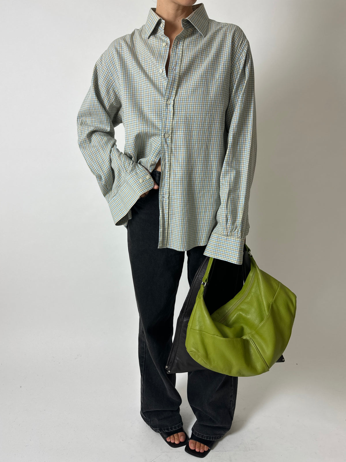 Checked cotton shirt | Butter / Blue