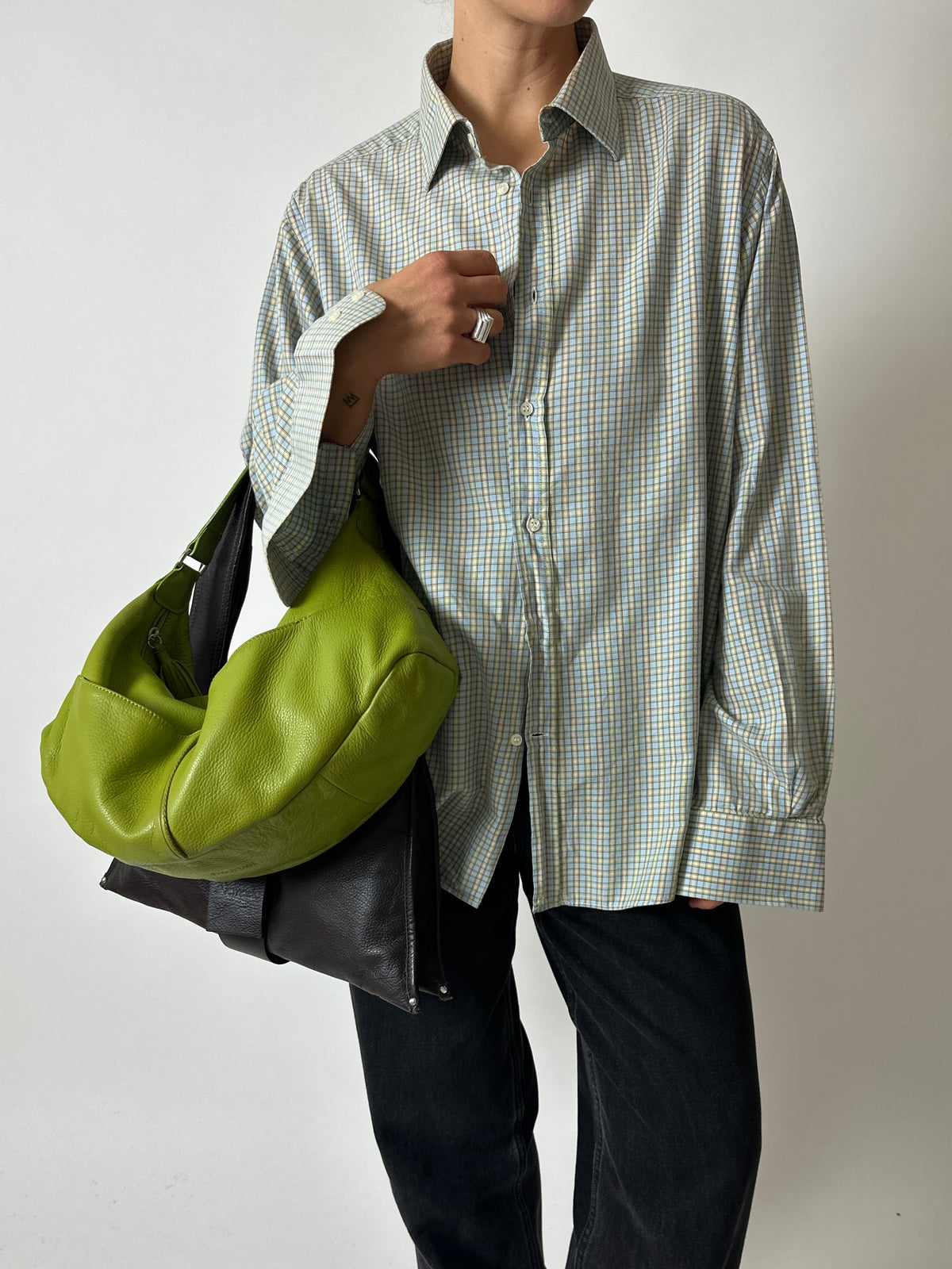 Checked cotton shirt | Butter / Blue