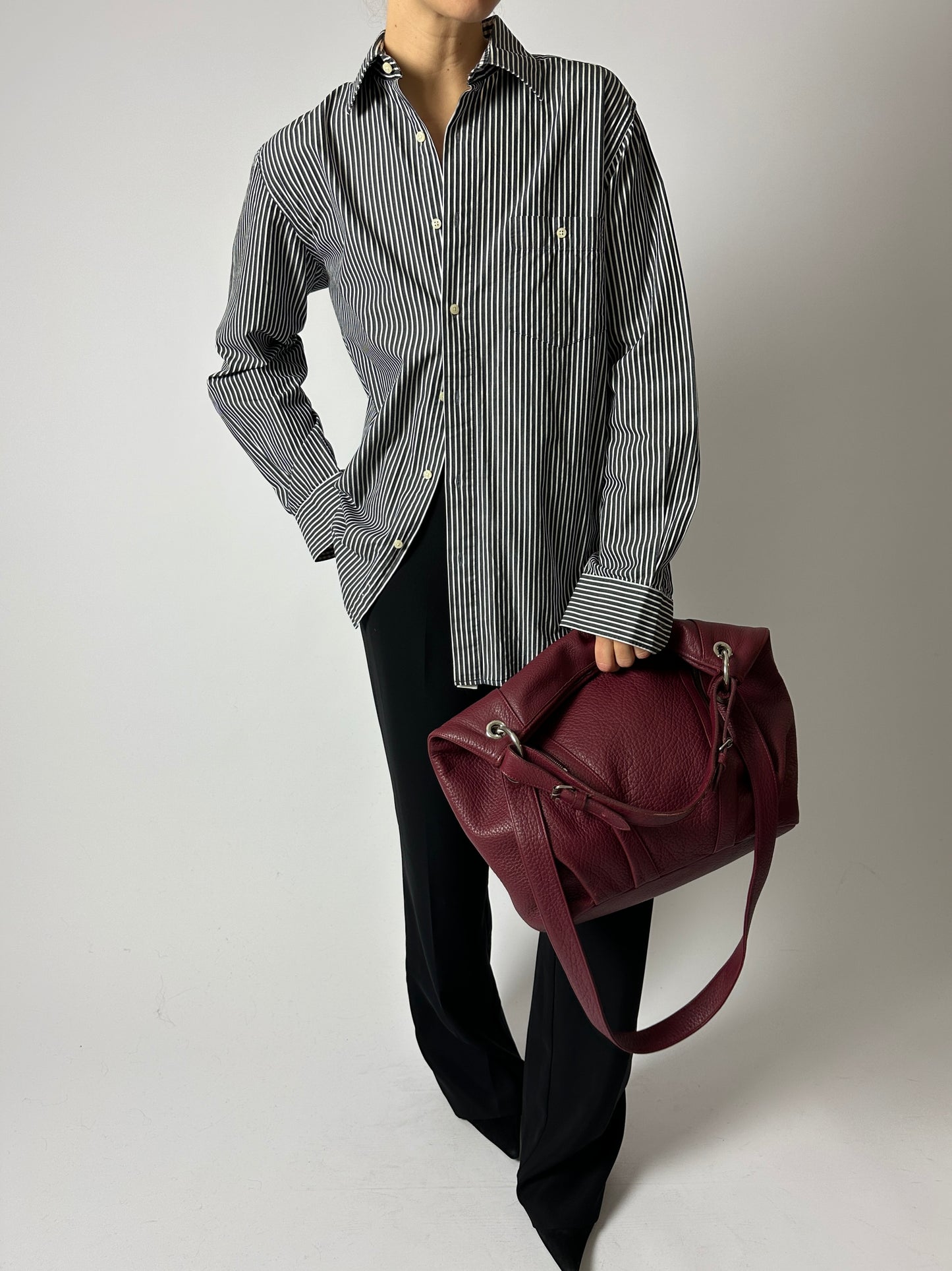 Leather shoulder bag | Burgundy